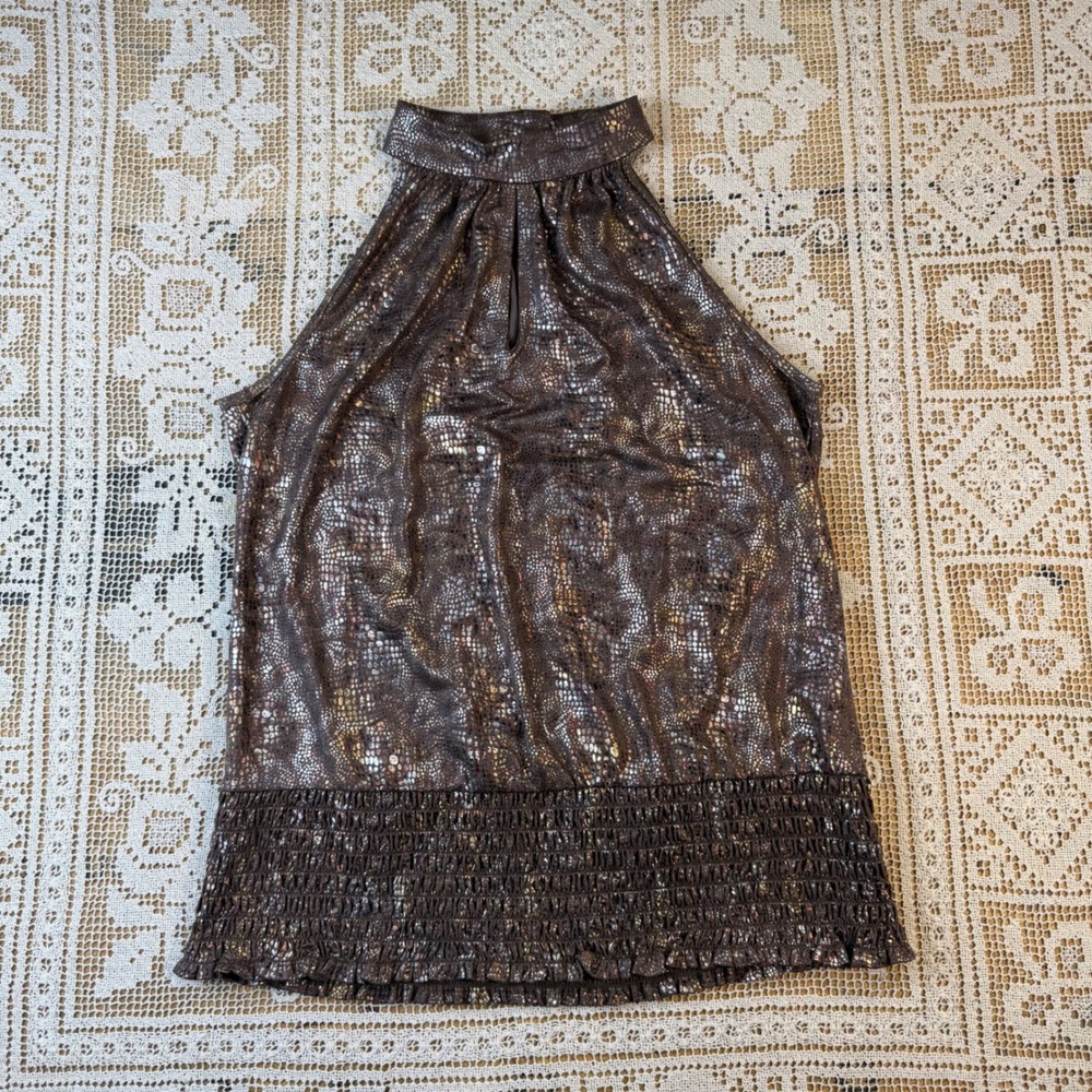 Vtg Cato Snake Print Keyhole Halter Top Sexy Y2K Night Out Shirt Sz M